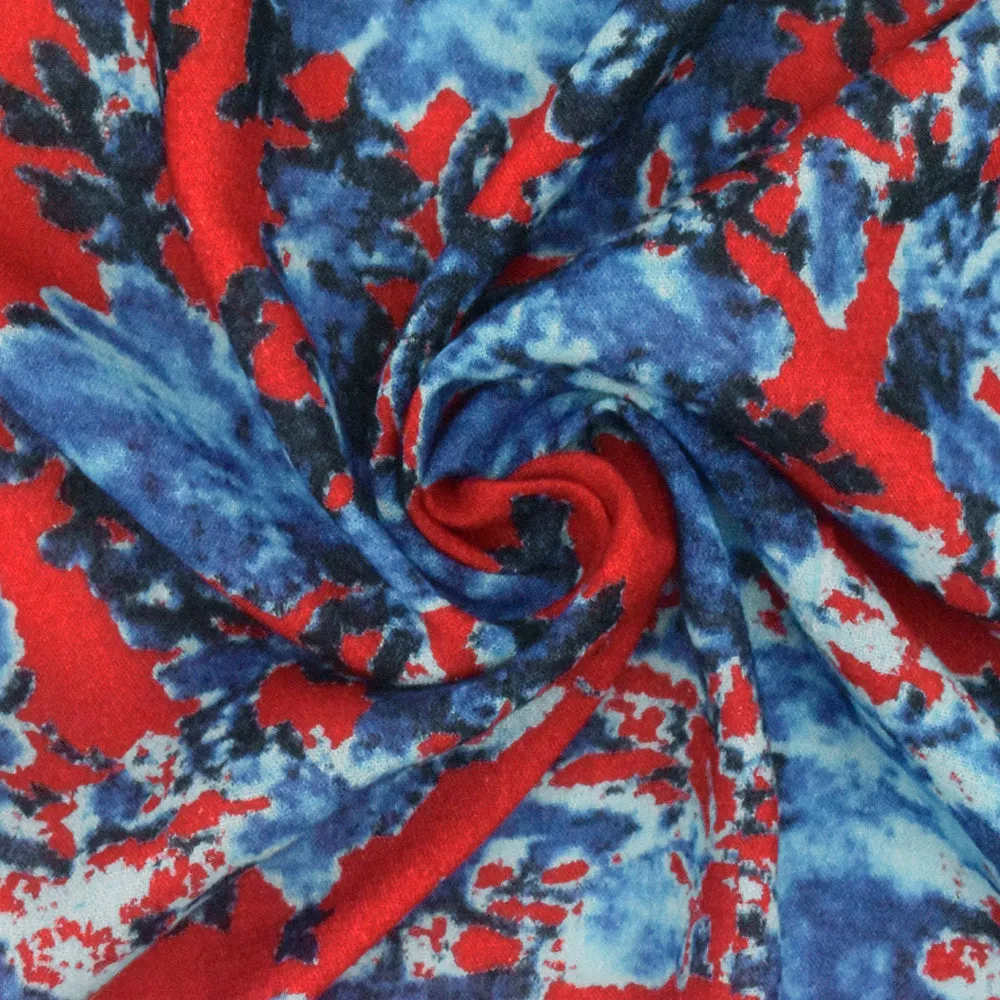 1 1/2 YD PC-Blue-Red-Multi Famous Designer Floral Printed Rayon Gauze Fabric