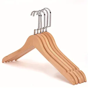 10-Pack Ladies Wooden Suit Hanger Non Slip with Wide Shoulder and Metal Hook,44.51.2cm