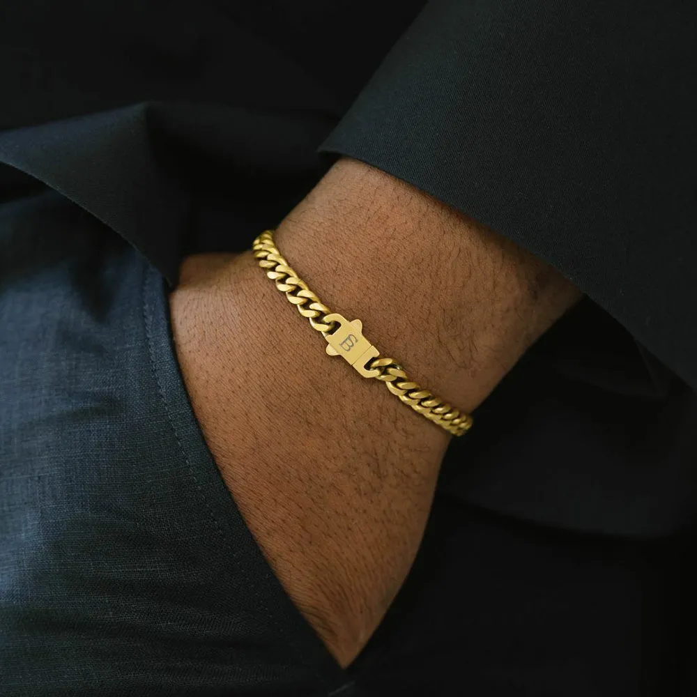 18K Matte Gold-Plated Curb Link Bracelet - "Svelte Stephen"