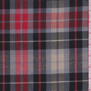 2 3/8 YD PC-Tan/Red/Beige Plaid Shirting Fabric