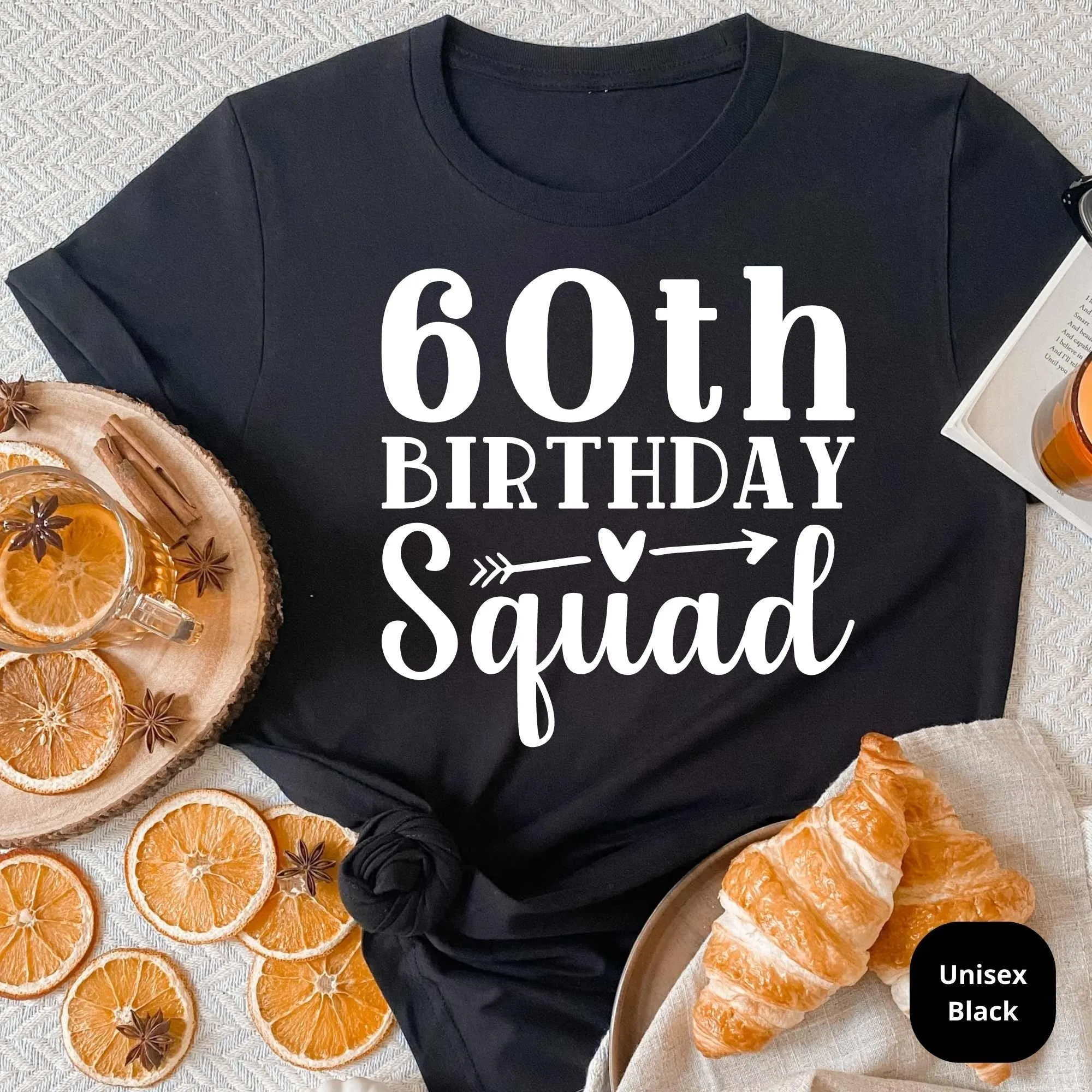 60th Birthday Squad Shirt, 60th Birthday Gift, Bday Crew T-Shirts, Family Matching Party Tees, Group Tshirts for Anniversary Celebration