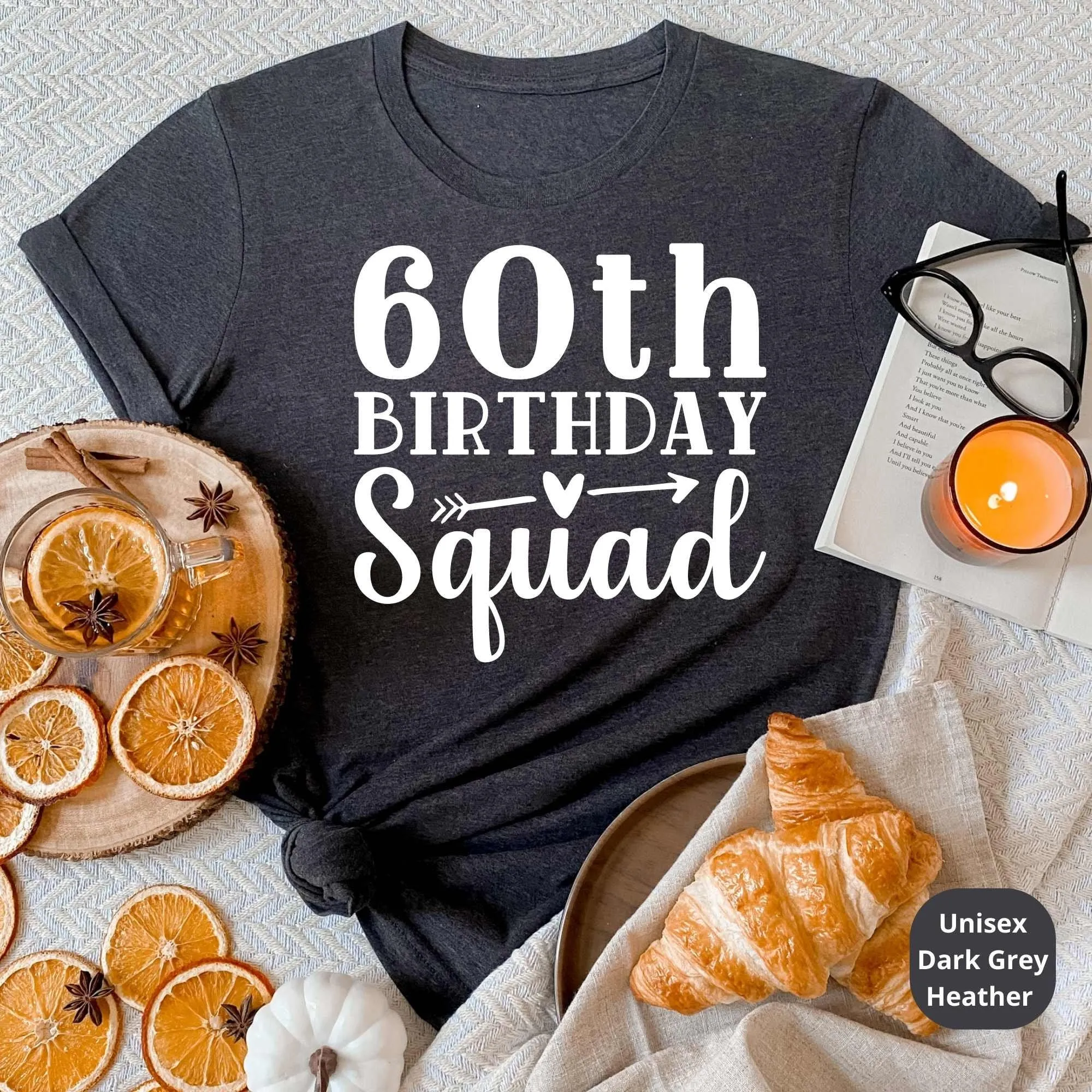 60th Birthday Squad Shirt, 60th Birthday Gift, Bday Crew T-Shirts, Family Matching Party Tees, Group Tshirts for Anniversary Celebration