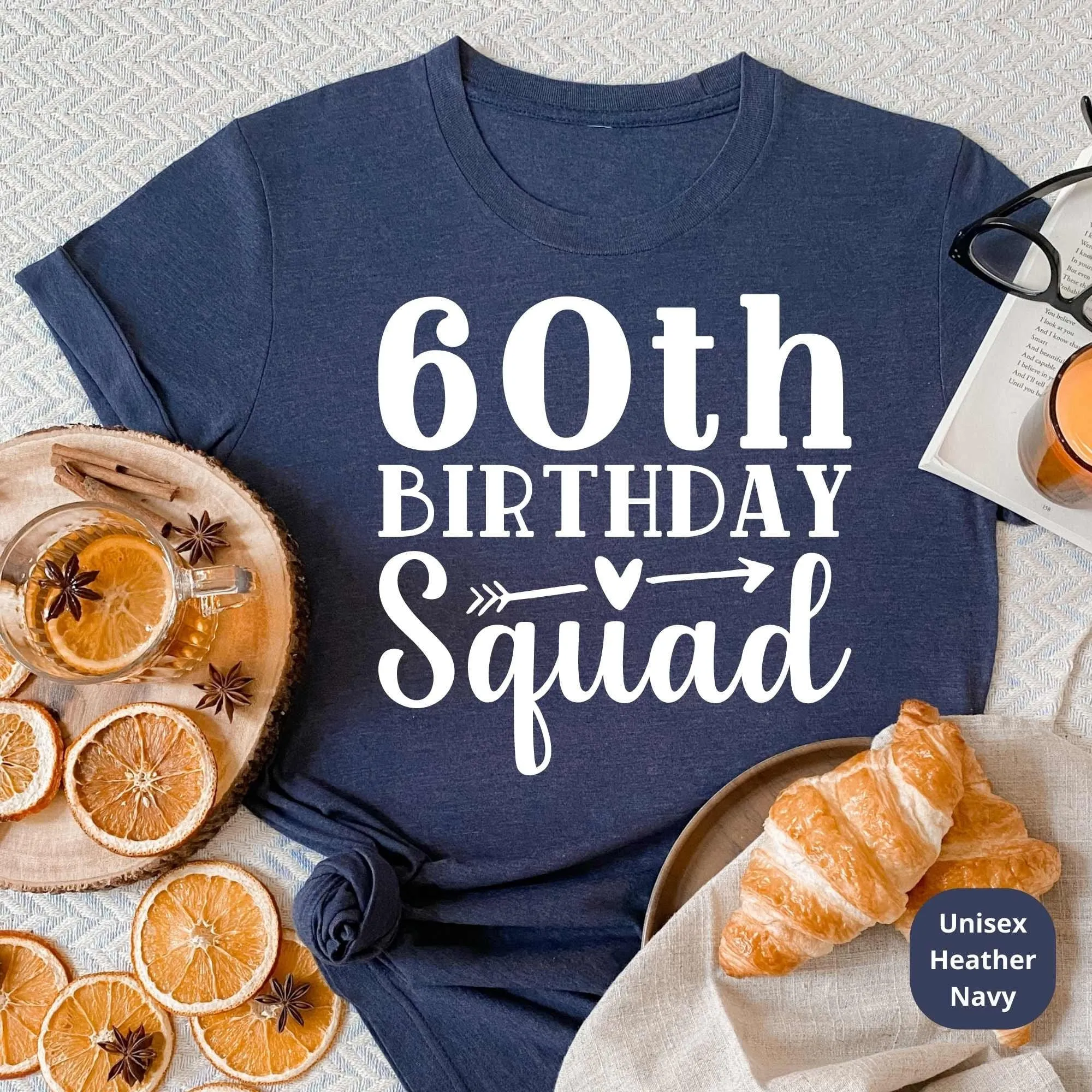 60th Birthday Squad Shirt, 60th Birthday Gift, Bday Crew T-Shirts, Family Matching Party Tees, Group Tshirts for Anniversary Celebration