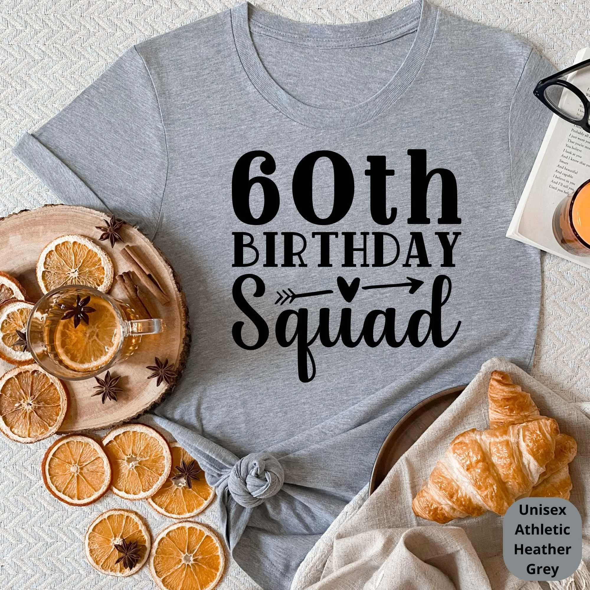 60th Birthday Squad Shirt, 60th Birthday Gift, Bday Crew T-Shirts, Family Matching Party Tees, Group Tshirts for Anniversary Celebration