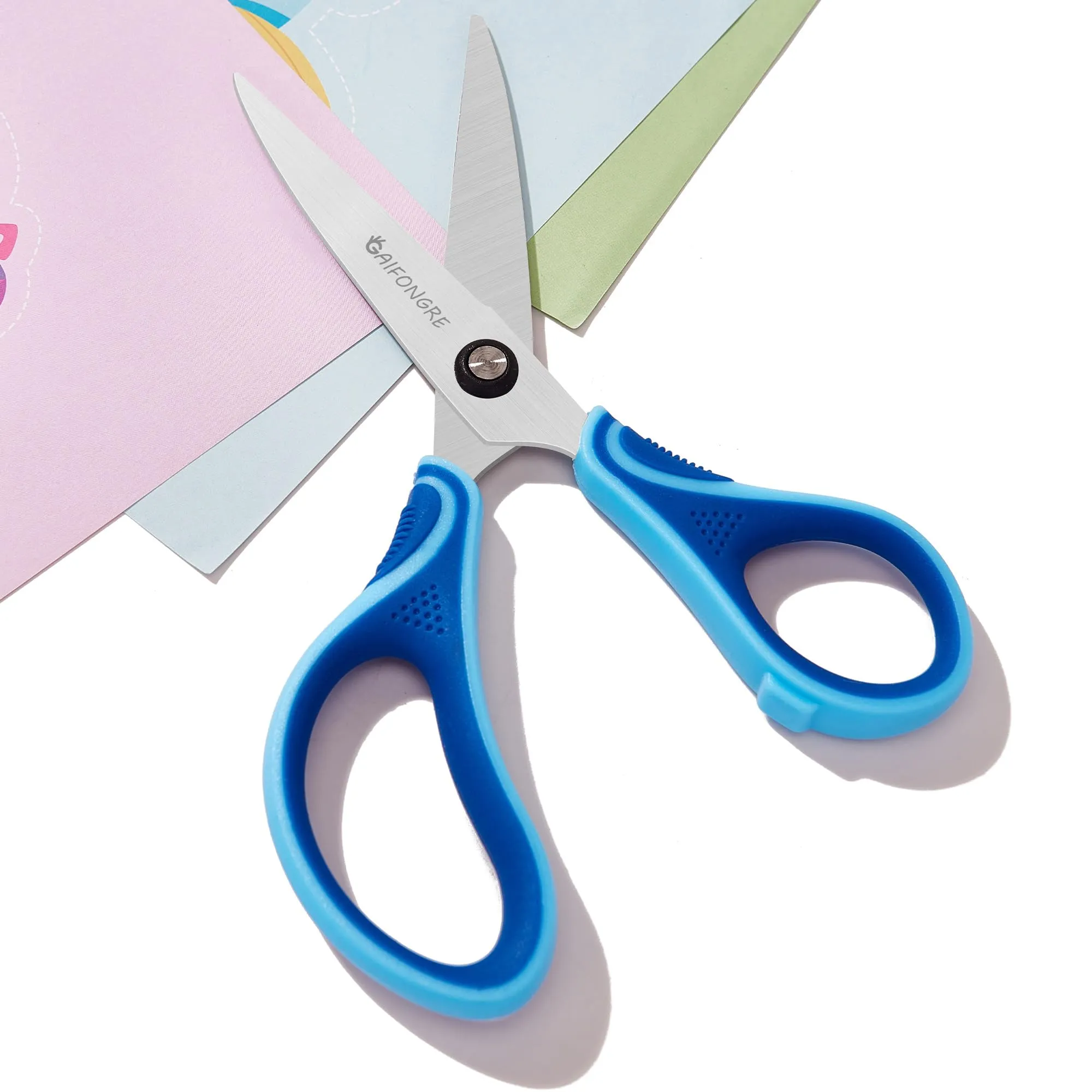 7" Student Scissors Set of 3-pack,Children Scissors, Pointed Tip Blades For Kids,Kids Scissors Ages 8-10 8-12 8-16 for School Crafting Project,Great for DIY, Arts, Home, Red/Pink/Blue