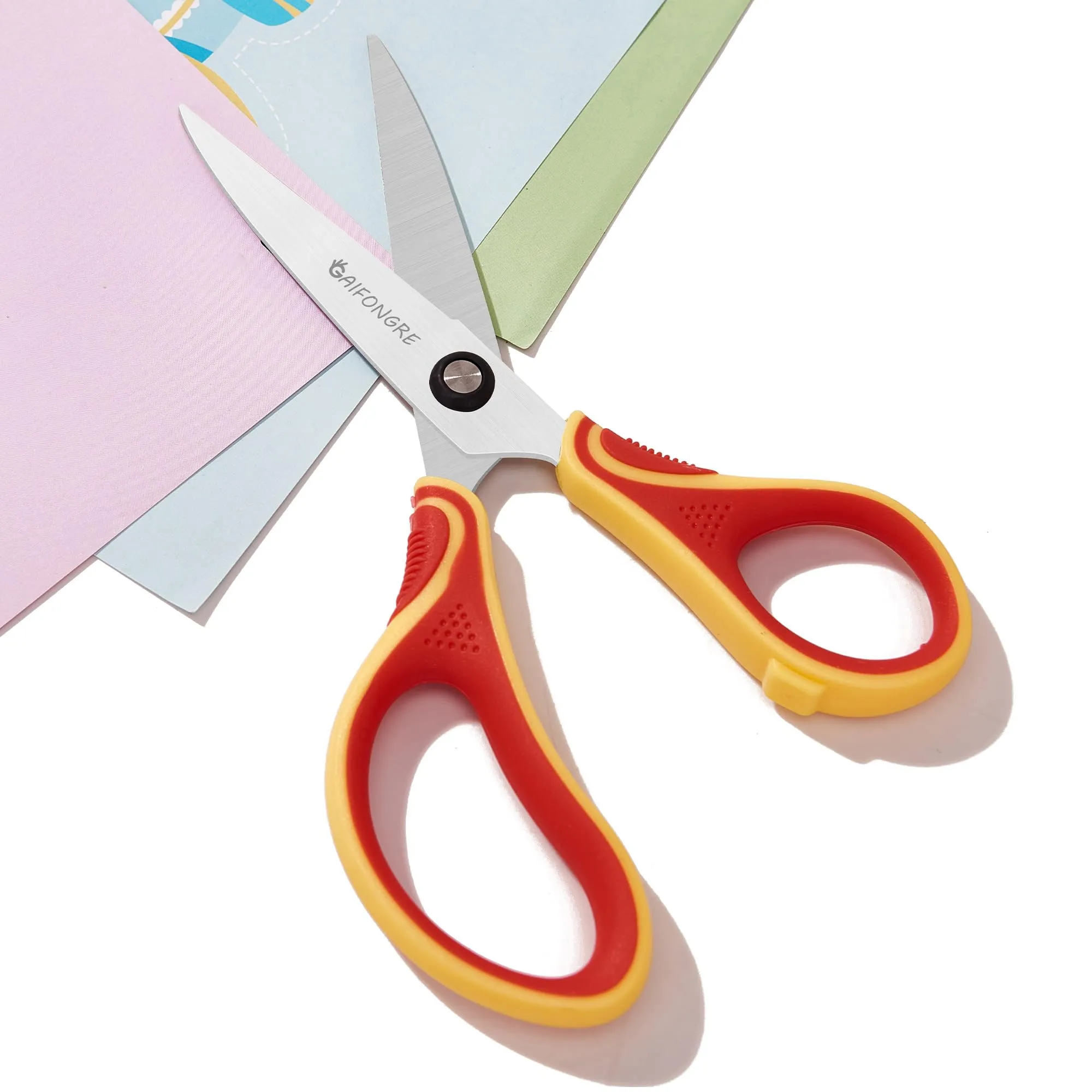 7" Student Scissors Set of 3-pack,Children Scissors, Pointed Tip Blades For Kids,Kids Scissors Ages 8-10 8-12 8-16 for School Crafting Project,Great for DIY, Arts, Home, Red/Pink/Blue