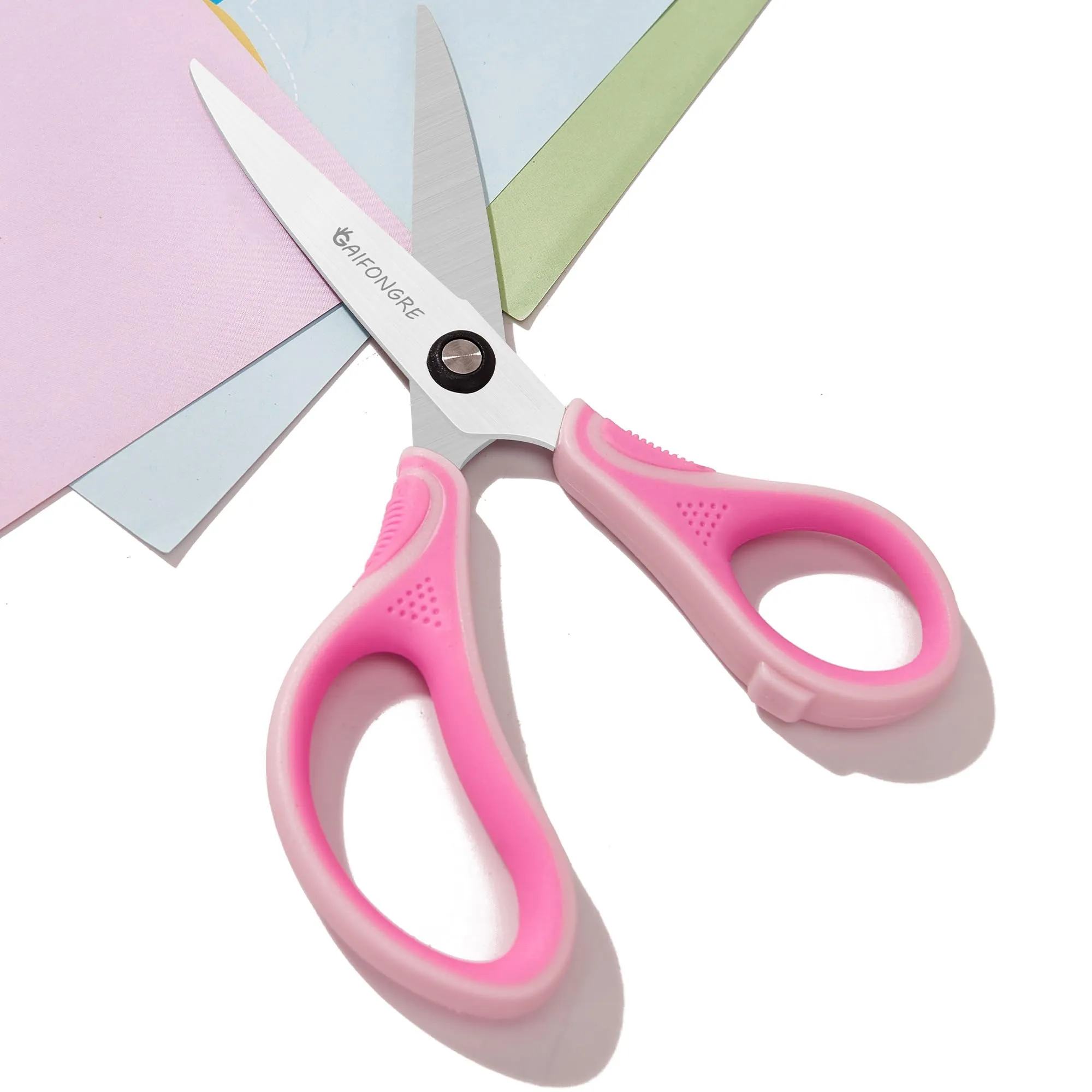 7" Student Scissors Set of 3-pack,Children Scissors, Pointed Tip Blades For Kids,Kids Scissors Ages 8-10 8-12 8-16 for School Crafting Project,Great for DIY, Arts, Home, Red/Pink/Blue