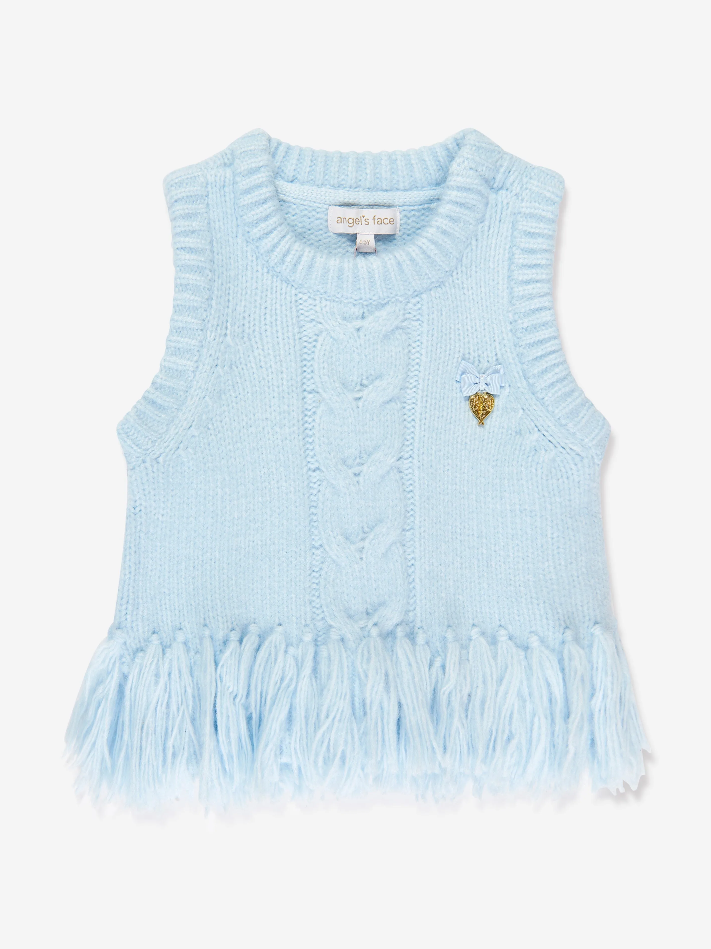 Angels Face Girls Ava Fringed Tank Top in Blue