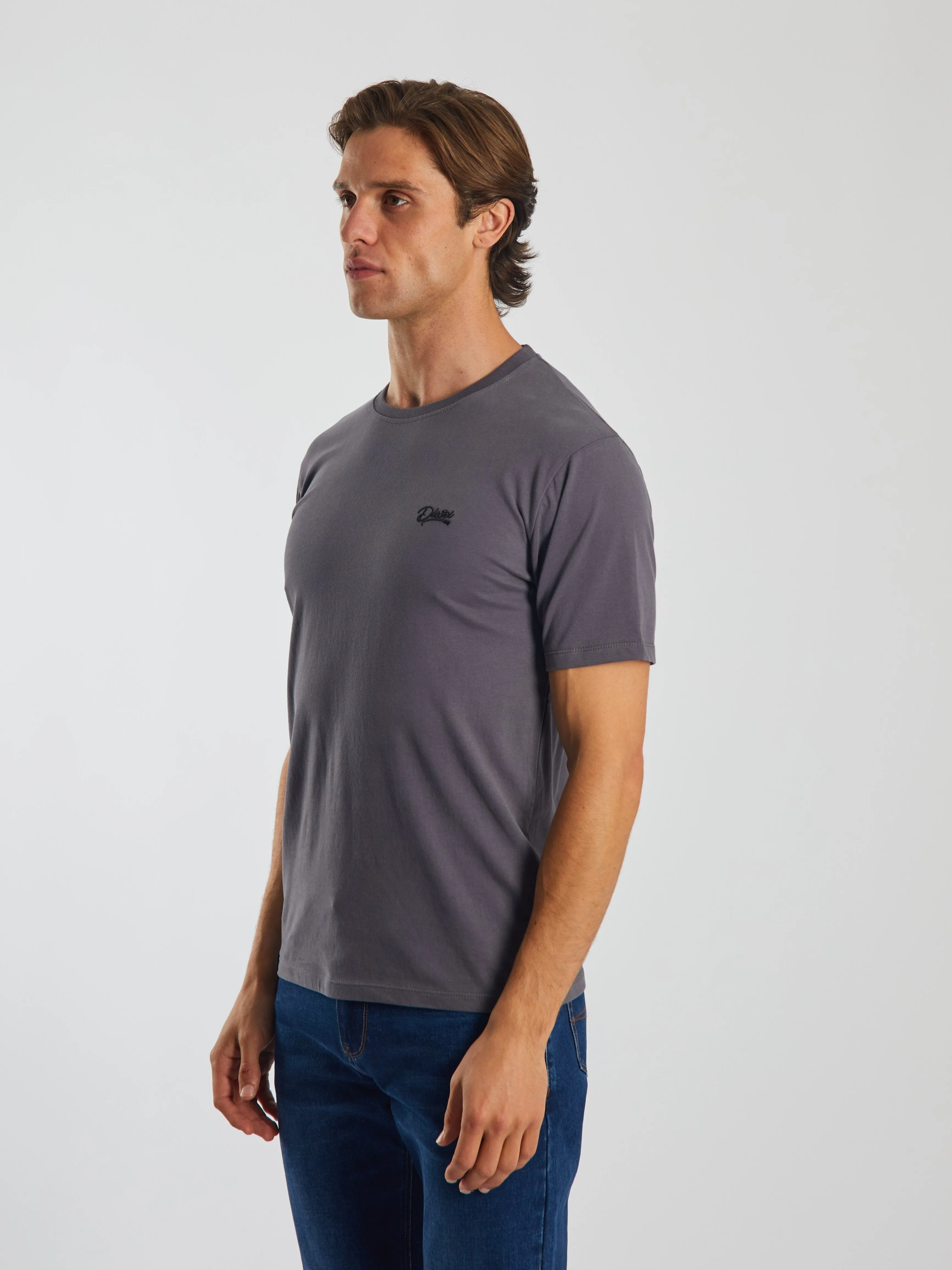 Basic Caden O Neck Tee Scorpion Grey