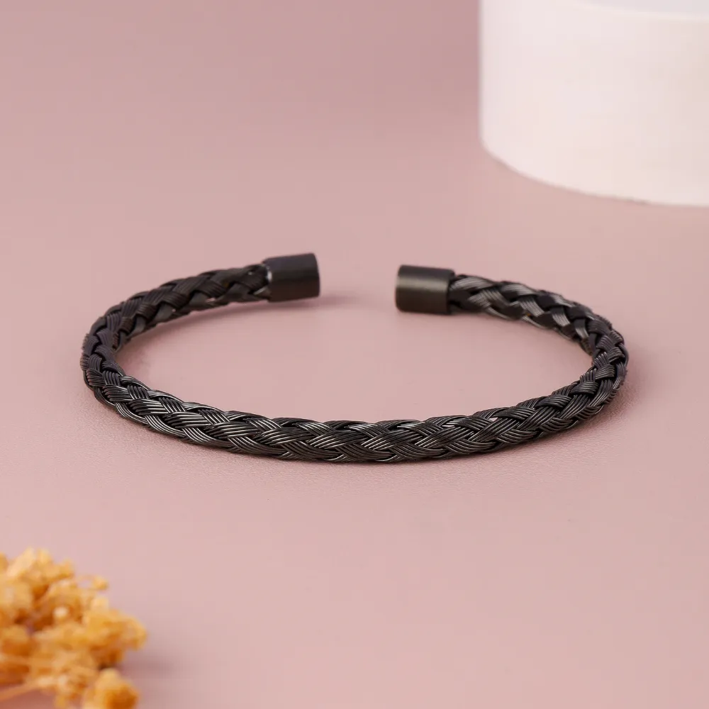 Black Fashion Charm Cuff Bracelet For Men