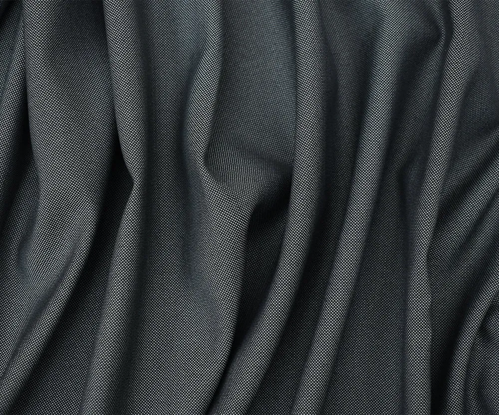 Black-Gray Polyester Wool Dobby Woven Shirting Fabric