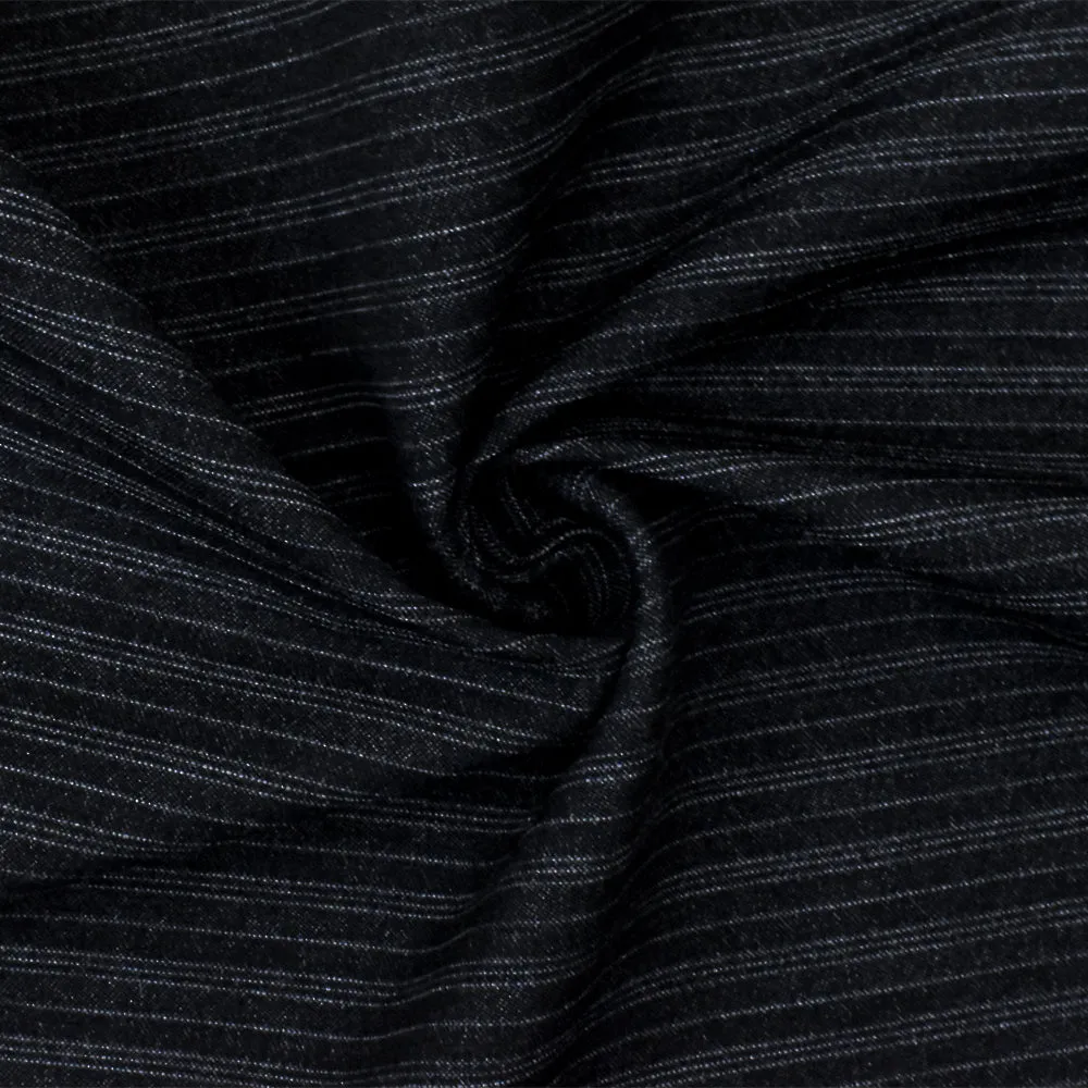 Black-Gray Stripe Stretch Poly Spandex Twill Suiting Woven Fabric