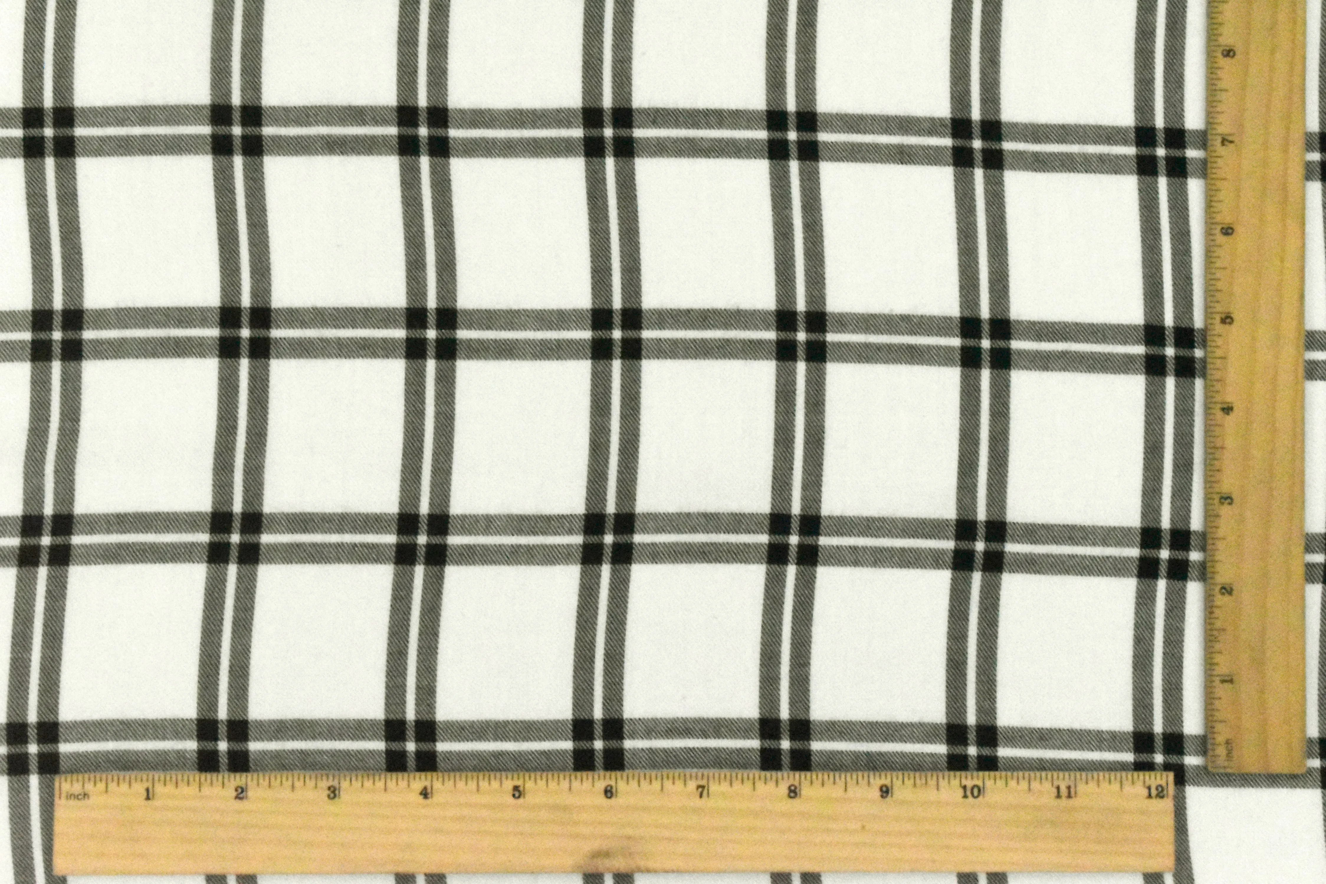 Black-Off-White Famous Designer Plaid Check Twill Shirting Fabric