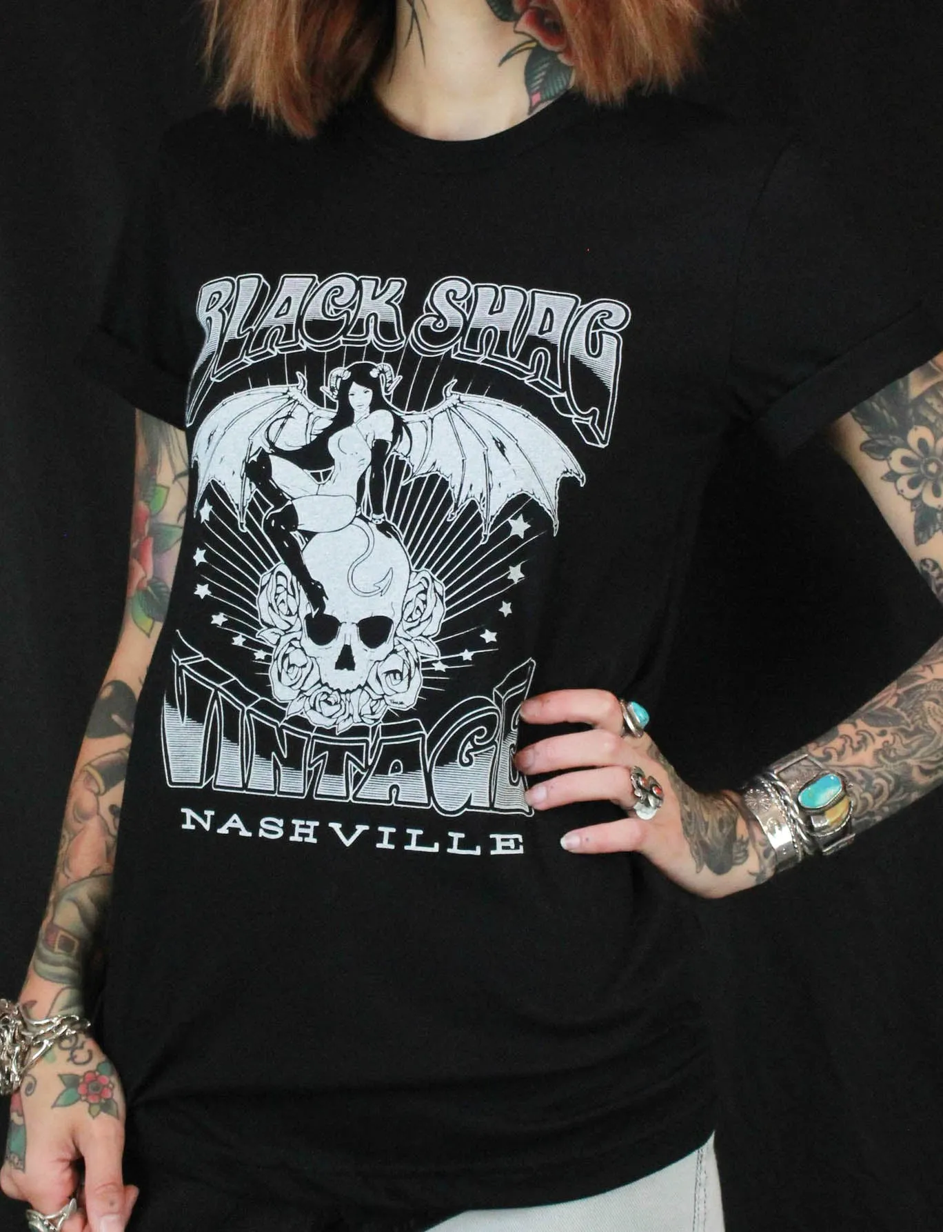 Black Shag Vintage She Devil Black T Shirt Unisex XS To 2XL