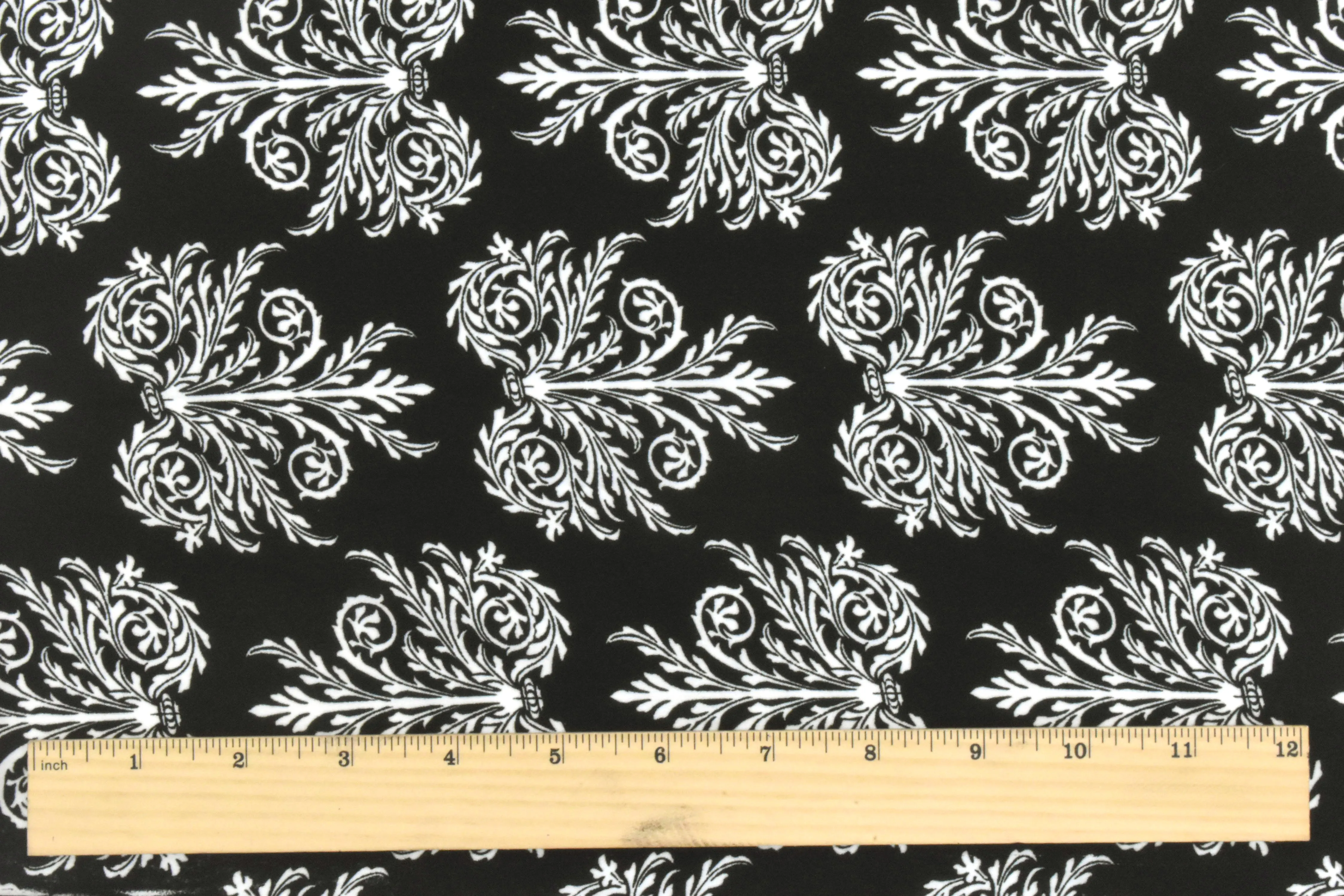 Black-White Fancy Crest Printed Momie Georgette Woven Fabric