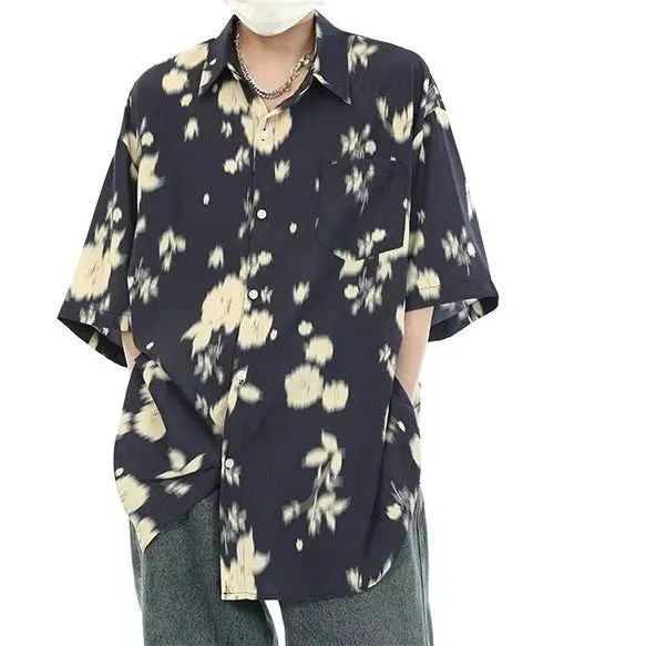 Bonsir Vintage Shirts Men Beach Style Chic Floral Soft Summer All-match Loose Couple Tops Harajuku Single Breasted Clothes Retro Unisex