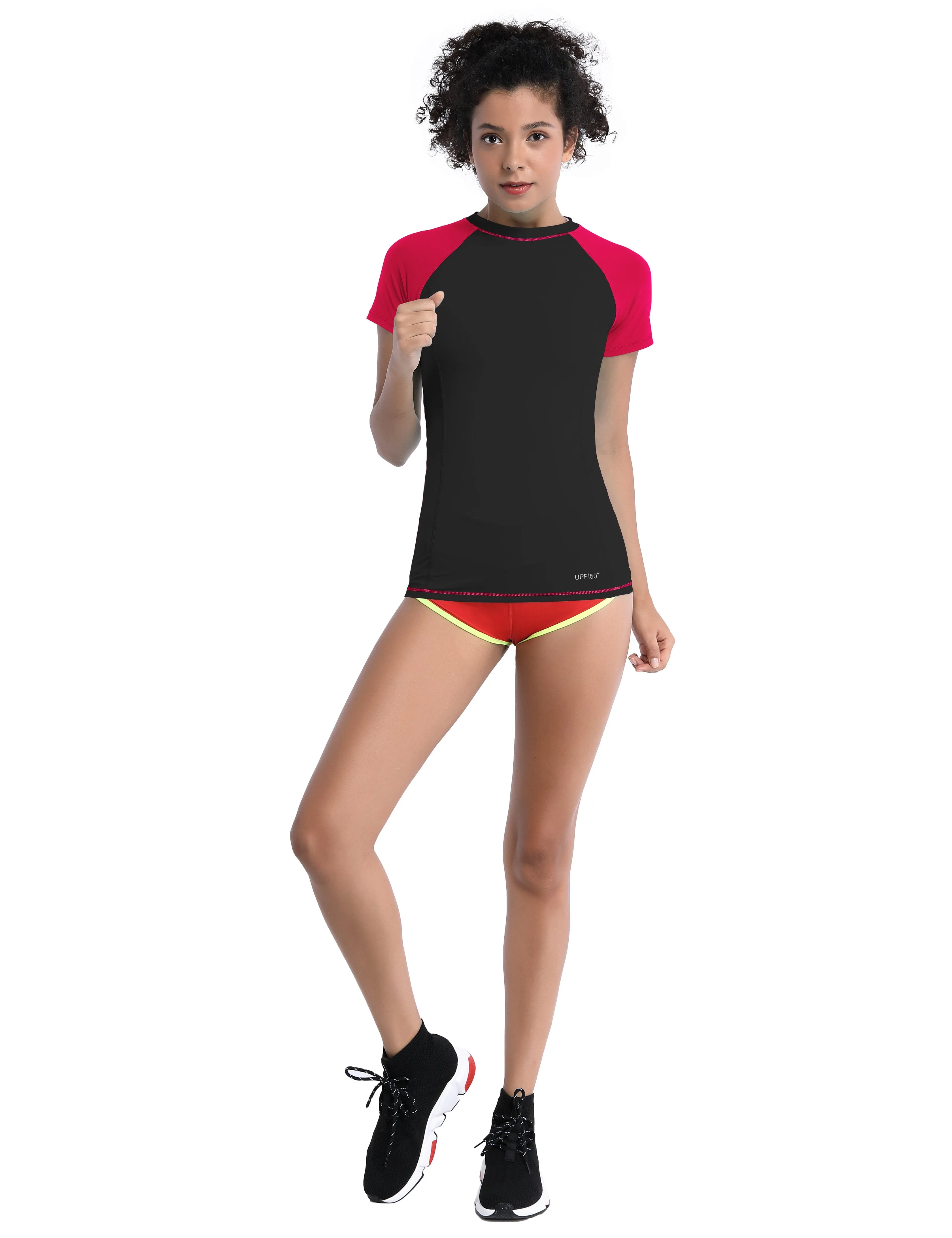 BUBBLELIME 84P/16S Short Sleeve Rashguard for Women Mix Color_Pilates