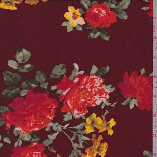 Burgundy Rose Double Brushed Jersey Knit Fabric