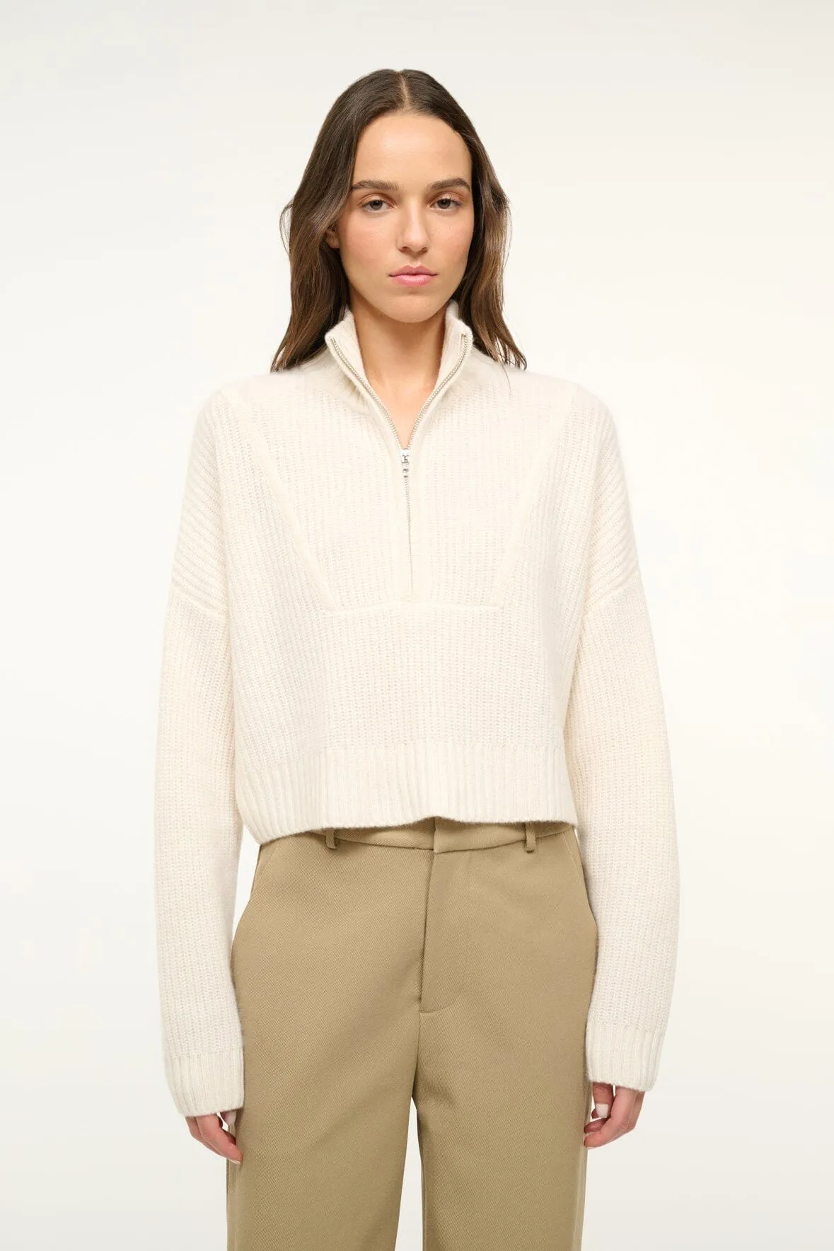 CASHMERE CROPPED HAMPTON SWEATER | IVORY