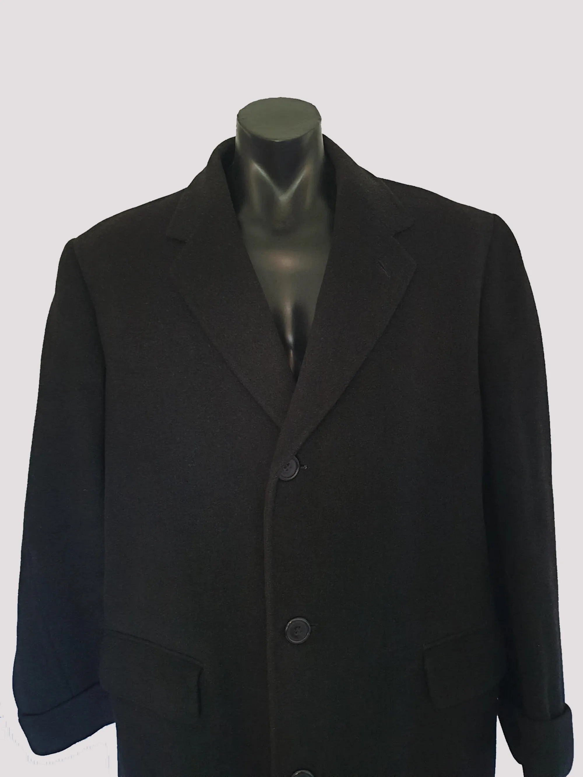 Charles Bud Tingwell Estate - Black Wool Overcoat by Aquascutum