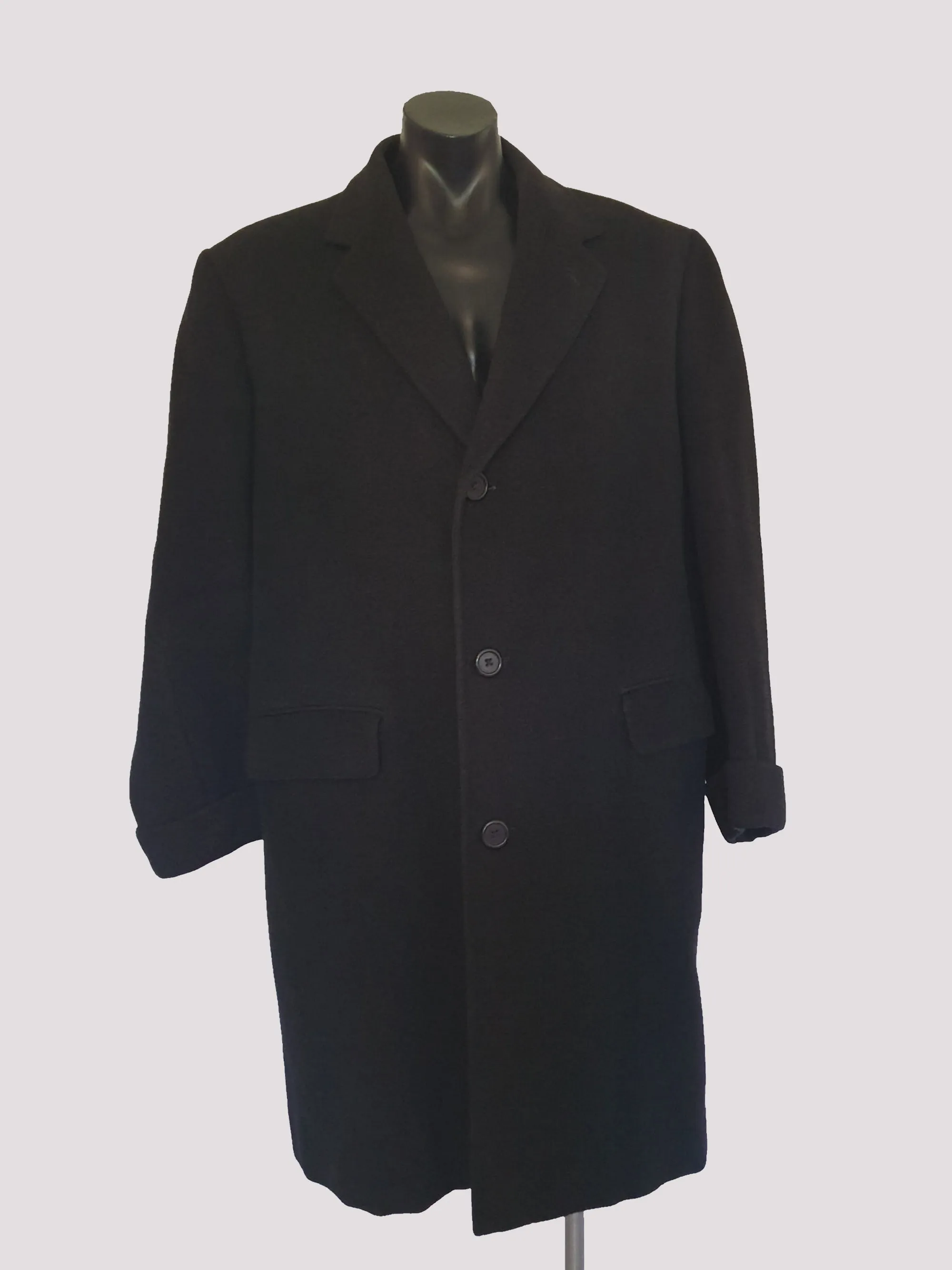 Charles Bud Tingwell Estate - Black Wool Overcoat by Aquascutum