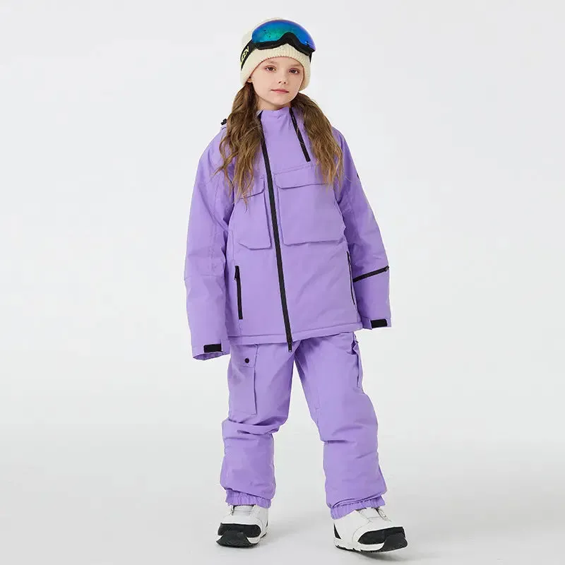 Children Outdoor Thick Ski & Snowboard Jackets Pants Set