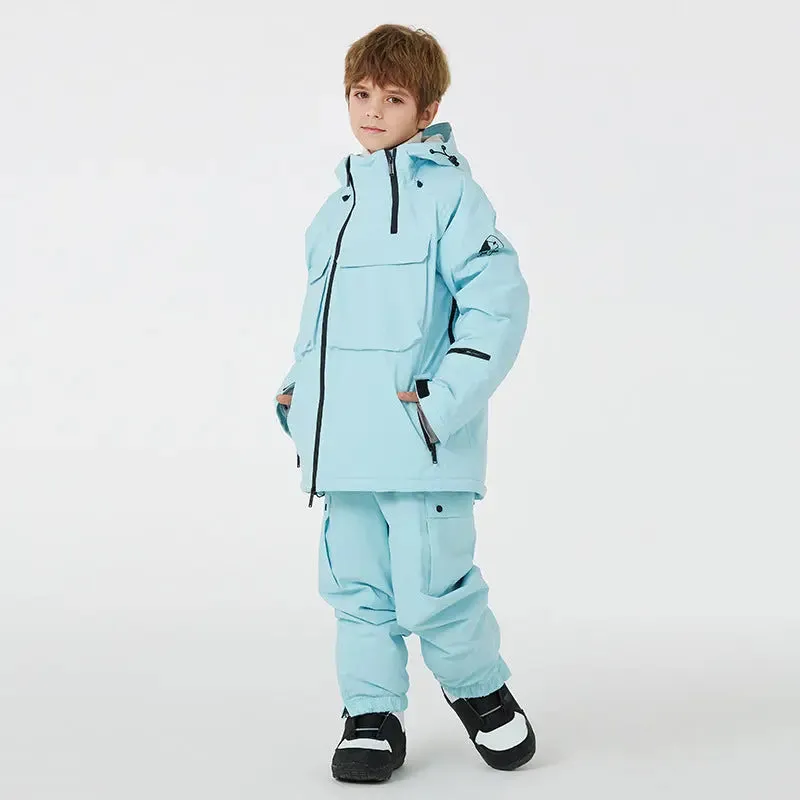 Children Outdoor Thick Ski & Snowboard Jackets Pants Set