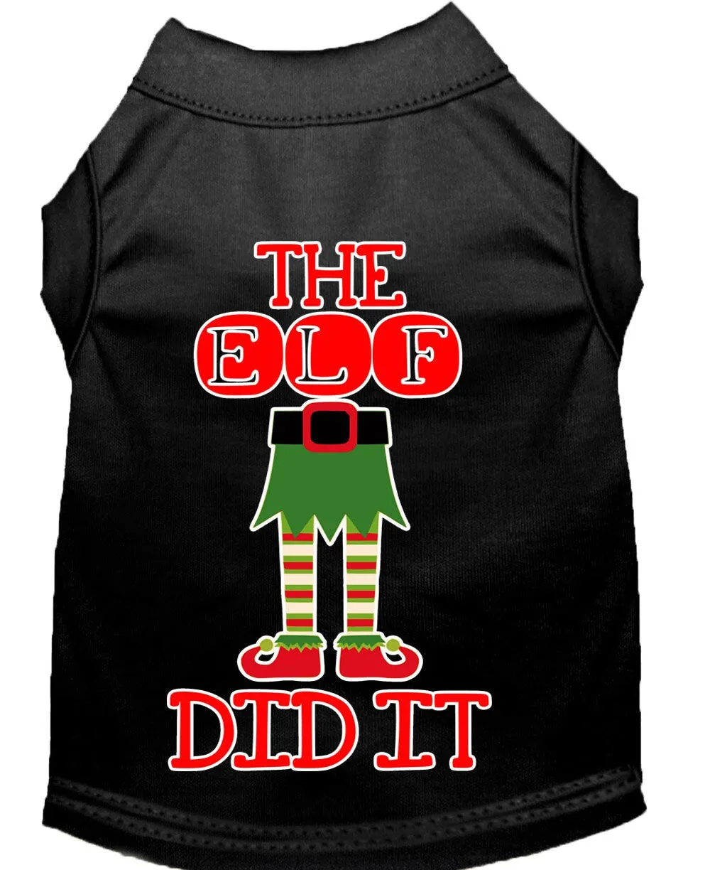 Christmas Pet Dog & Cat Shirt Screen Printed, "The Elf Did It"