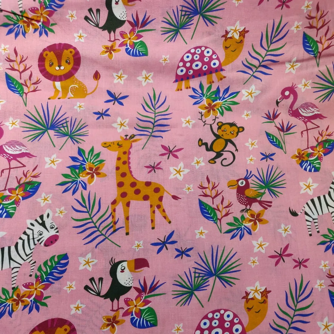 COTTON POPLIN CUTE PINK JUNGLE PRINT 58&quot; wide [11494]