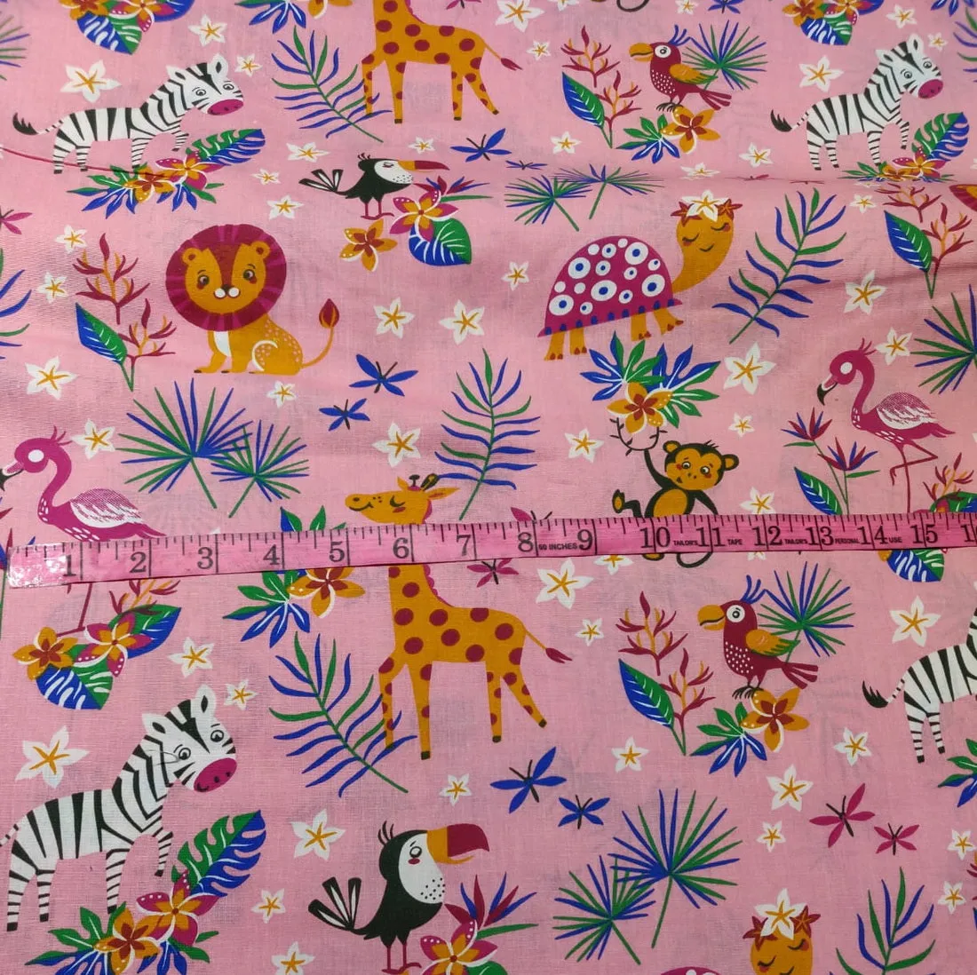 COTTON POPLIN CUTE PINK JUNGLE PRINT 58&quot; wide [11494]