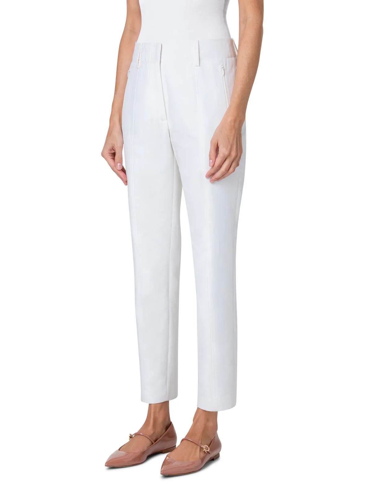 Cotton Silk Double-Face Slim Pants