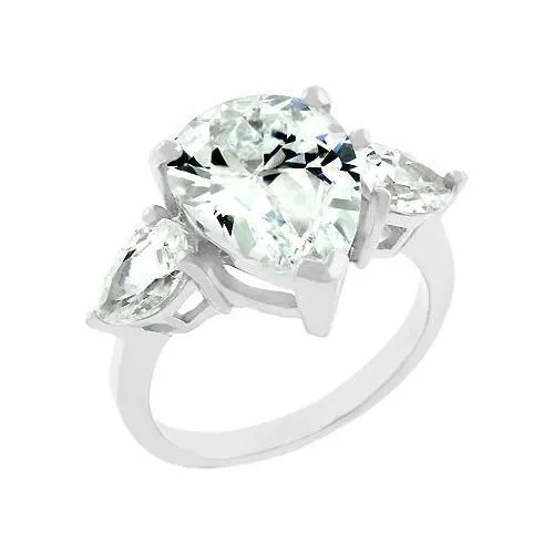 Cubic Zirconia Pear Triplet Ring