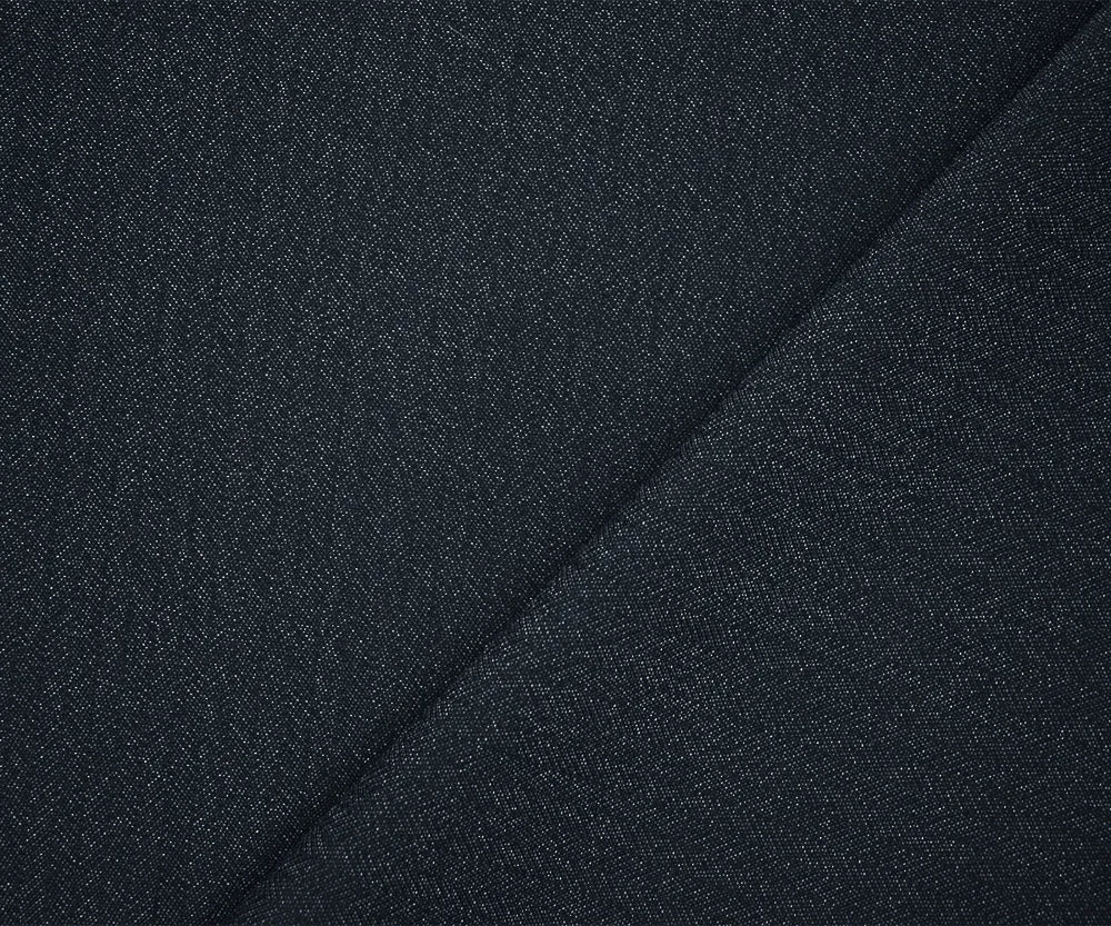 Deep Blue-Gray Poly-Wool Herringbone Stretch Suiting Woven Fabric