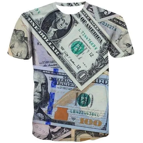 Dollar T shirts Men Money T shirts Funny United States Tshirts Cool Graffiti Tshirts Casual Vintage T-shirts 3d Short Sleeve