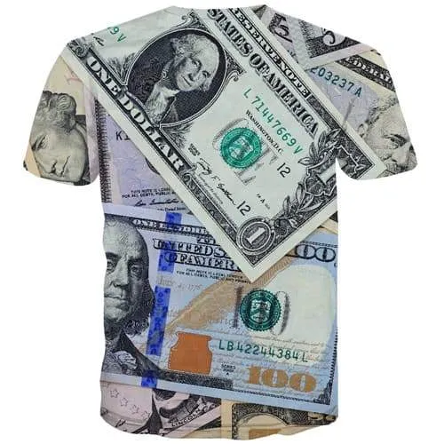 Dollar T shirts Men Money T shirts Funny United States Tshirts Cool Graffiti Tshirts Casual Vintage T-shirts 3d Short Sleeve