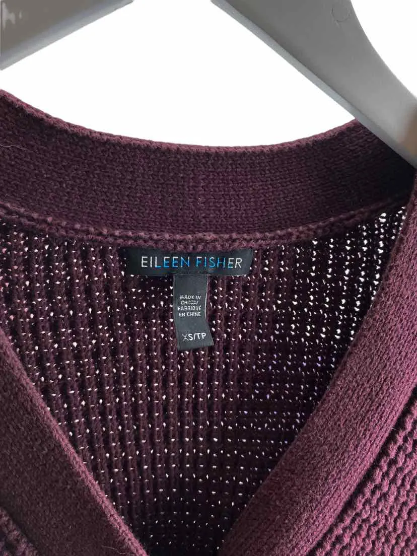 Eileen Fisher Women's Cashmere Waffle Sweater Wine Size XS-S (runs big)