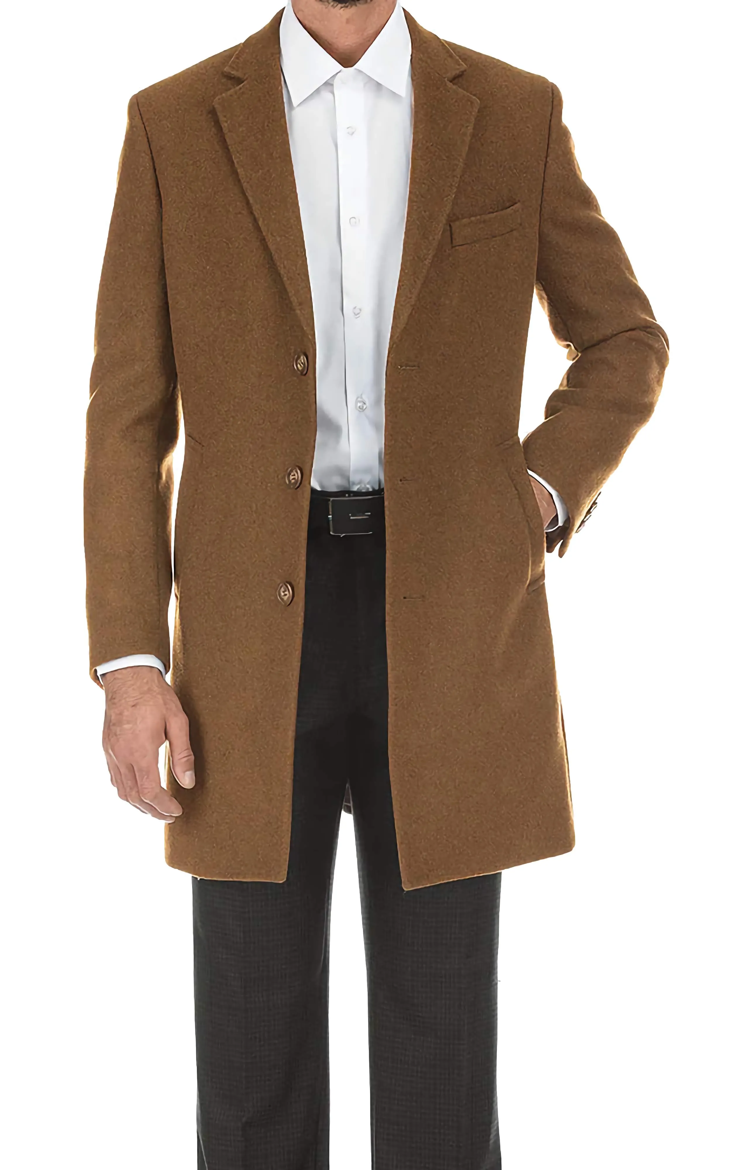 English laundry Camel Fall/Winter Essential Slim Fit Wool Blend Overcoat