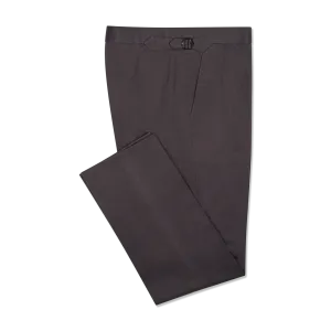 Flat Front Trouser in Grey Brushed Cotton Twill