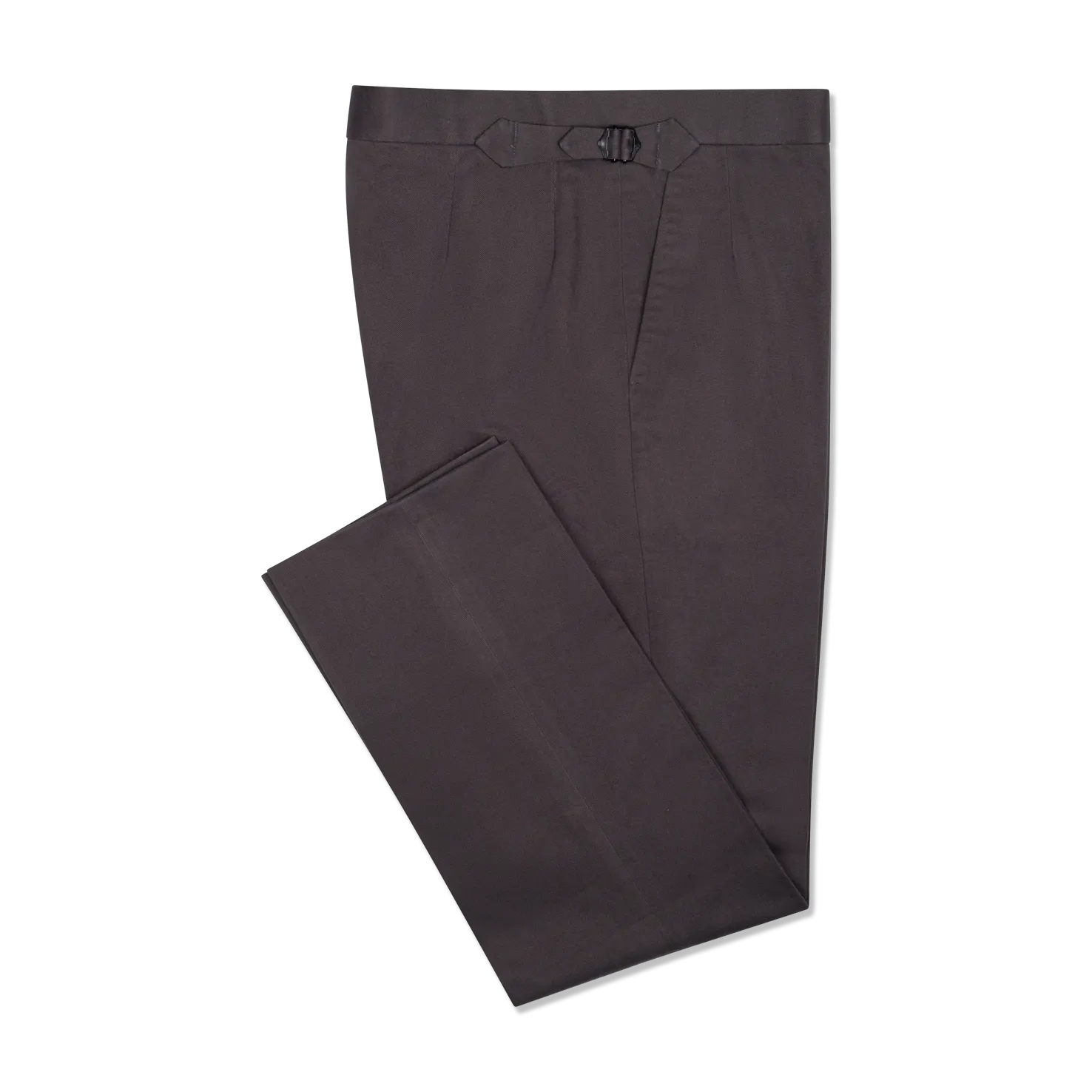 Flat Front Trouser in Grey Brushed Cotton Twill