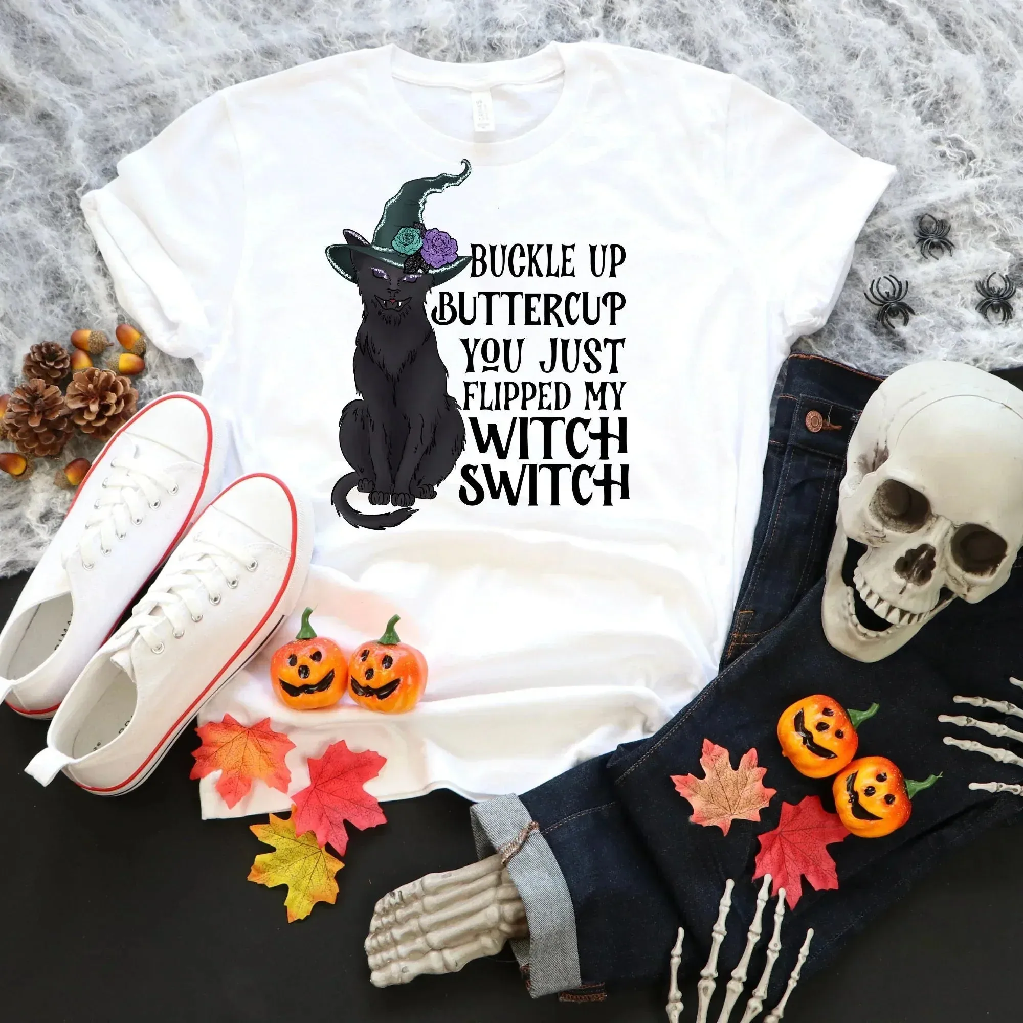 Funny Halloween Shirt, Black Cat Shirt, Gothic Shirt, Witchy Vibes, Pastel Halloween Sweatshirt, Magical Witch Hat Cat Shirt, Goth Style