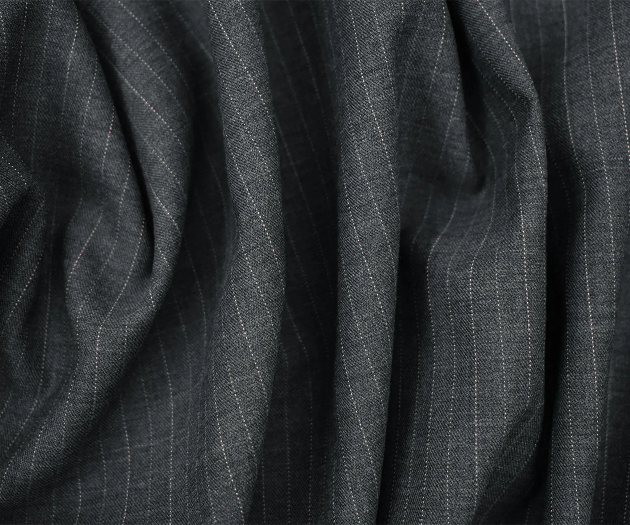 Gray-Pink Poly-Wool Pinstripe Woven Twill Suiting Fabric