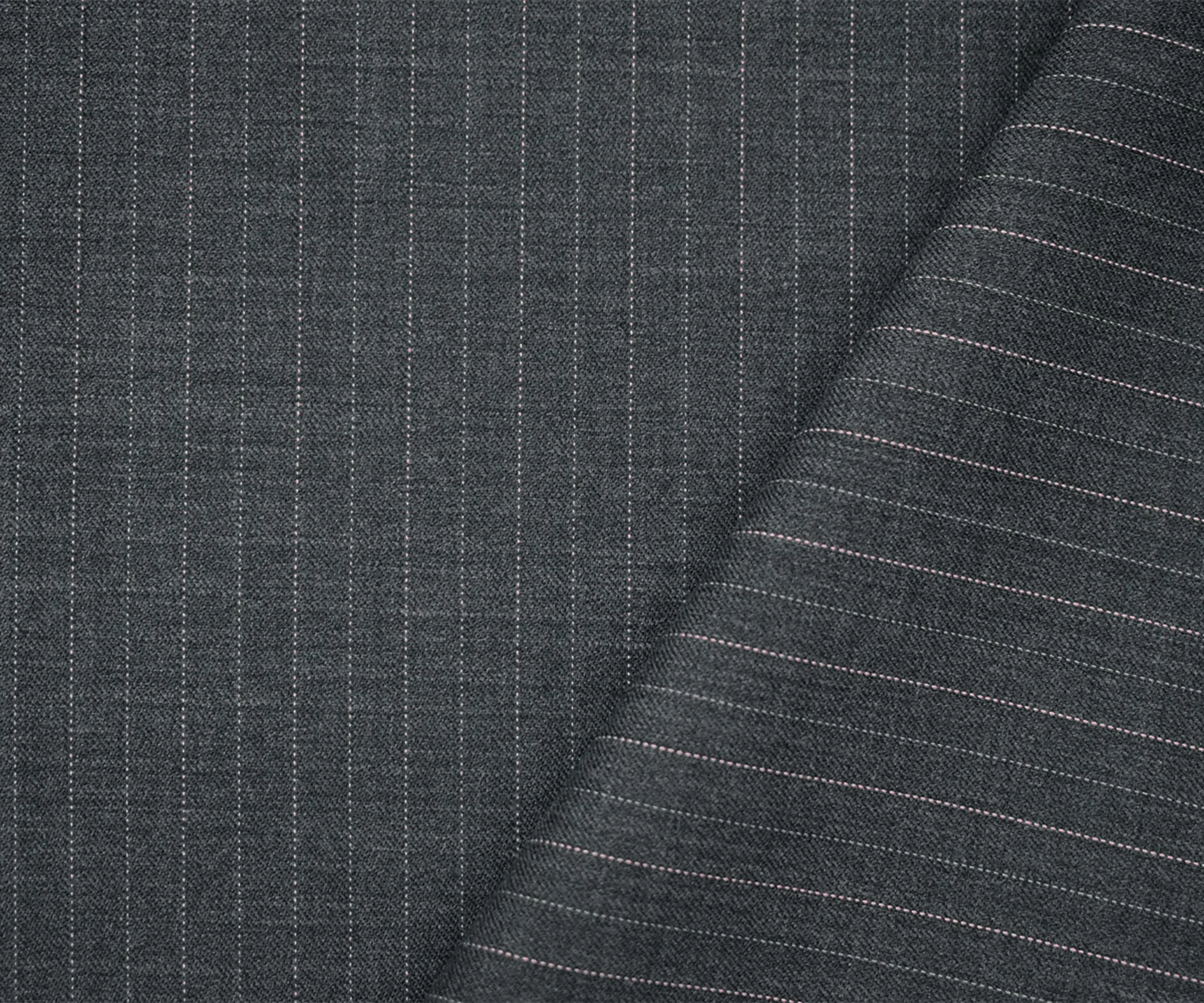 Gray-Pink Poly-Wool Pinstripe Woven Twill Suiting Fabric