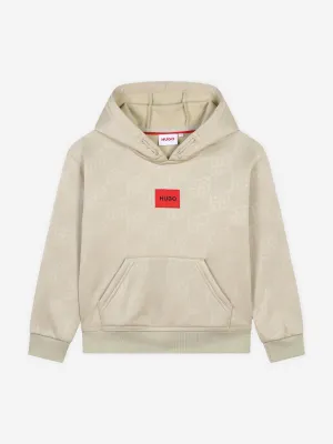 Hugo Boys Logo Hoodie in Beige