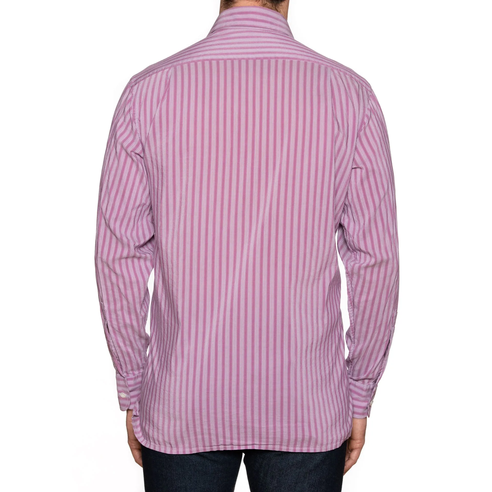 JAY KOS New York Mallow Striped Cotton-Silk Shirt EU 42 US 16.5