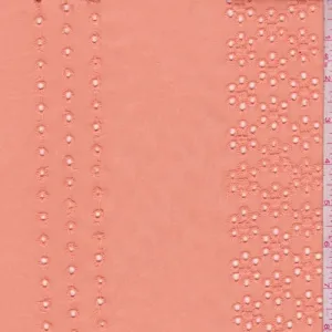 Light Orange Eyelet Stripe Cotton Fabric