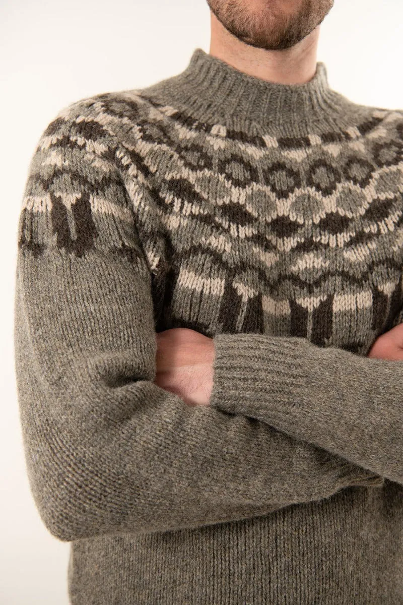 Mens Fair isle Brodgar Yoke Jumper - Oyster