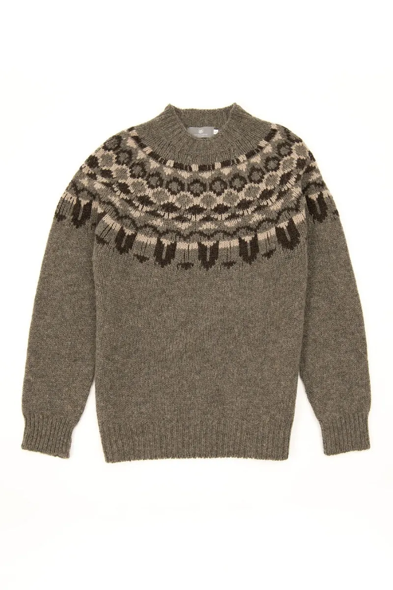 Mens Fair isle Brodgar Yoke Jumper - Oyster