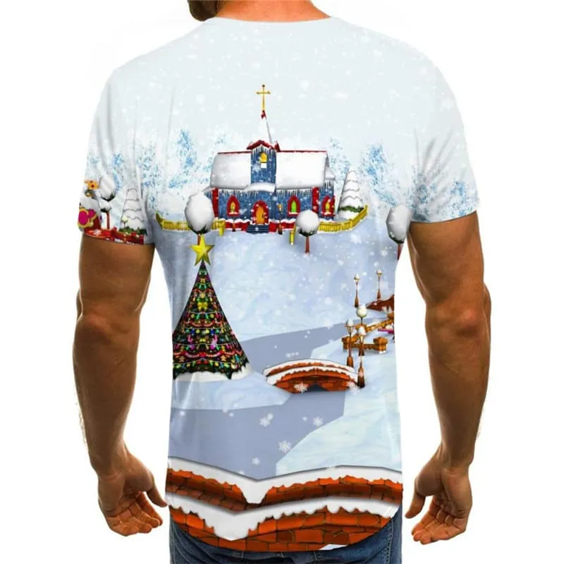 New Year T shirts Men Christmas T shirts Funny Snow Tshirt Printed Short Sleeve