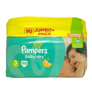 Pampers Baby-dry Diapers Size 3 Jumbo Pack, 90 Diapers