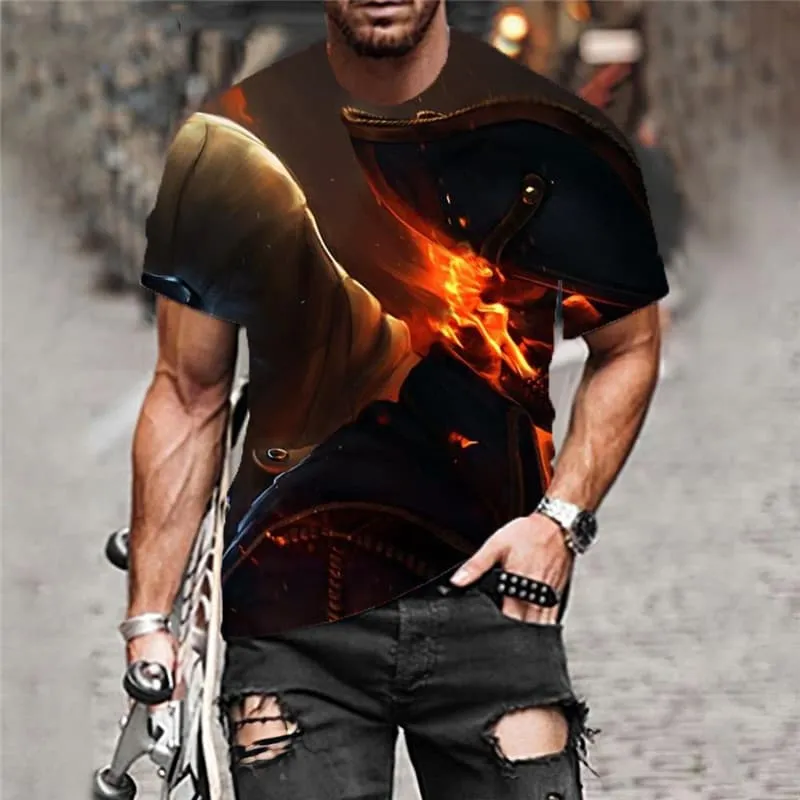 Pirate T shirt Men Flame Tshirts Casual War T-shirts 3d Harajuku Funny T shirts